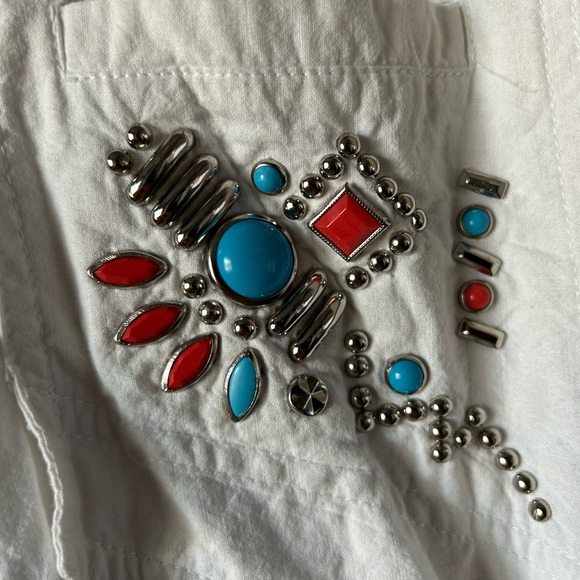 Western 80s IIF embellished romper short suit, shorts jumpsuit bedazzled M L - Picture 4 of 5